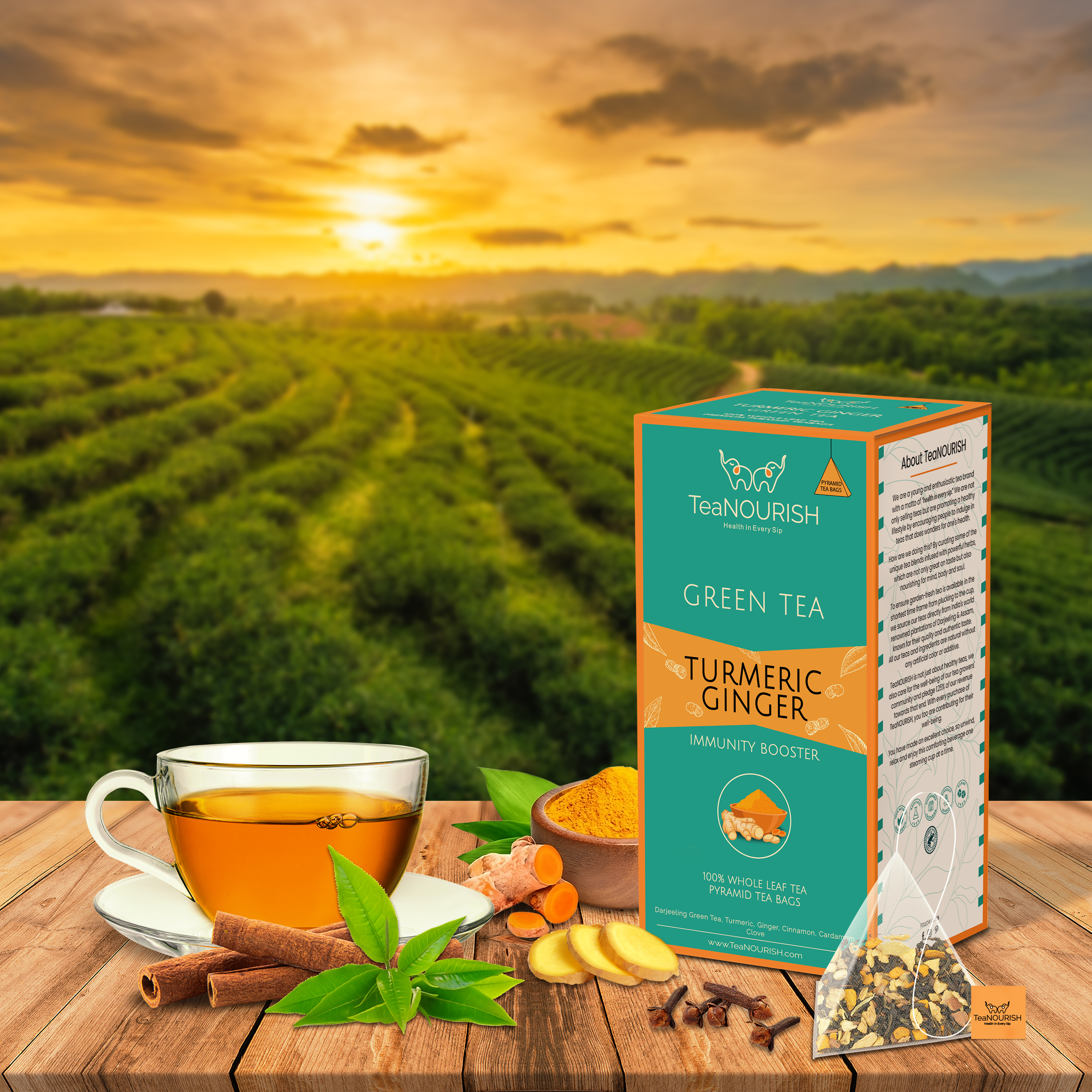 Turmeric Ginger Green Tea - 20 Tea Bags